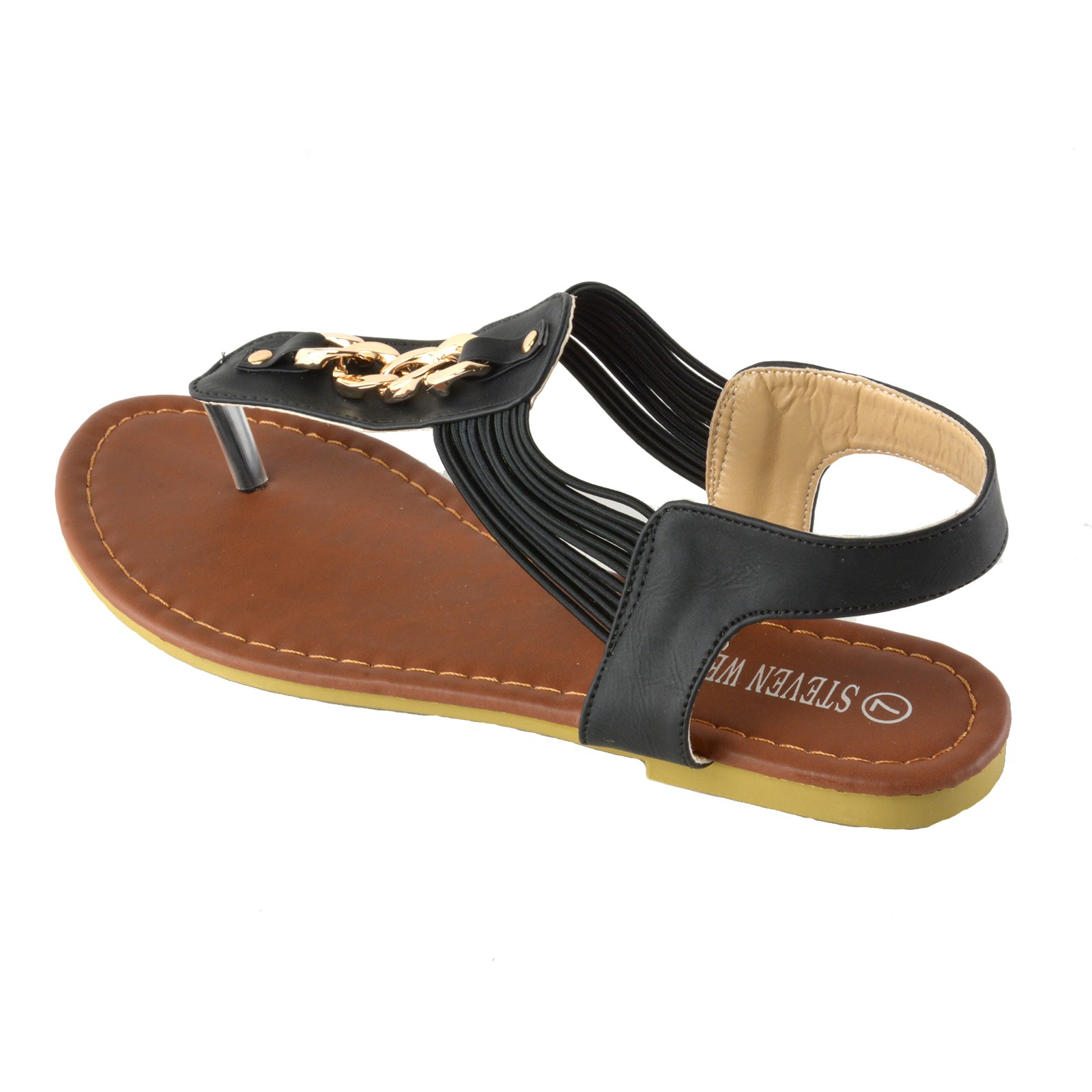 Women's TStrap Elastic Slingback Strappy Gladiator Sandals Thongs Flat